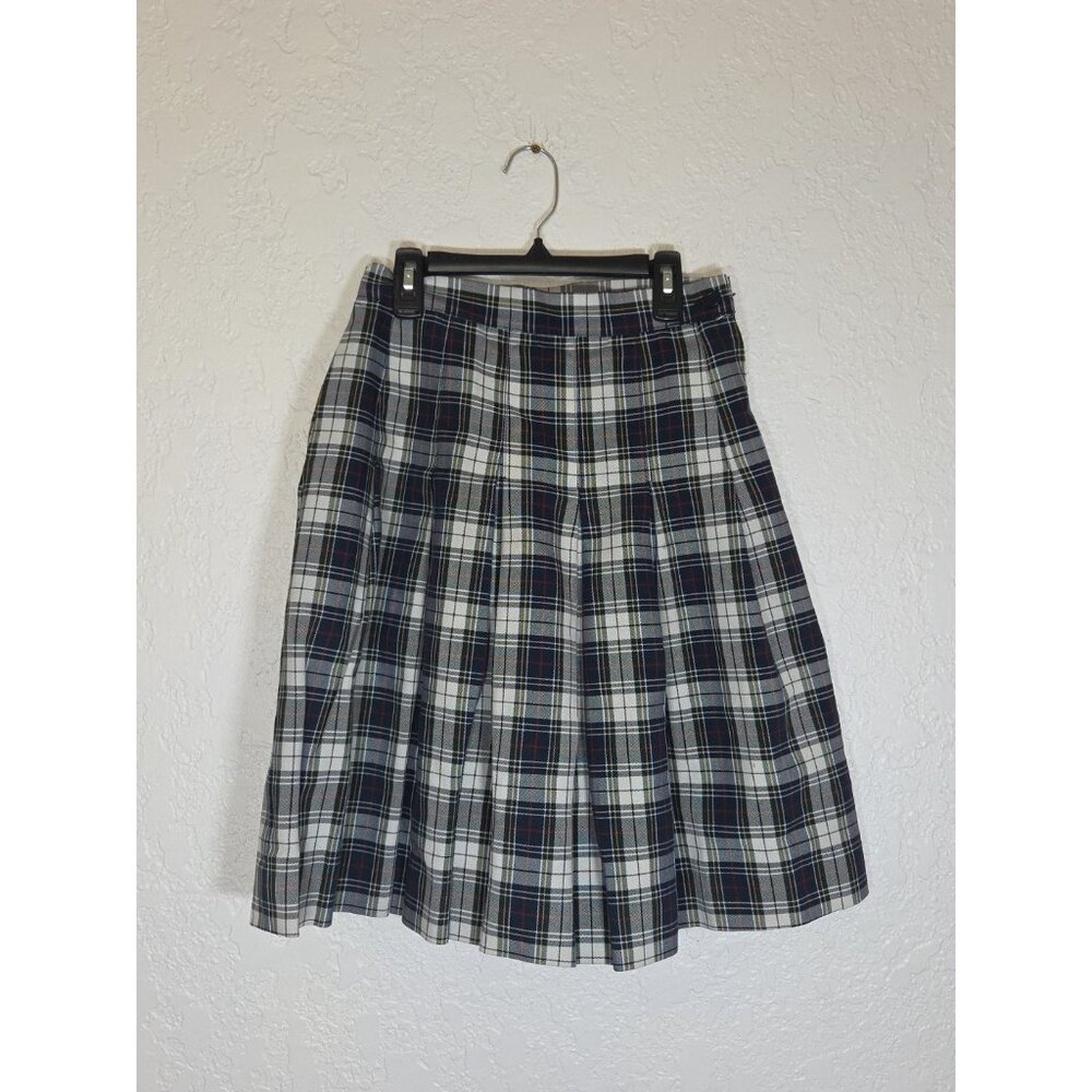 Vintage Parker Mini Skirt Blue Green Pleated Schoolgirl Dark Academia Grunge 7